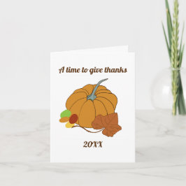 Tarjeta Un tiempo para dar gracias calabaza y hoja 