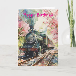 Tarjeta Un tren en primavera