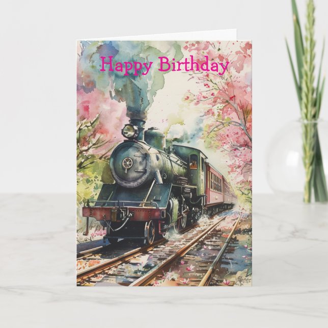 Tarjeta Un tren en primavera (Anverso)