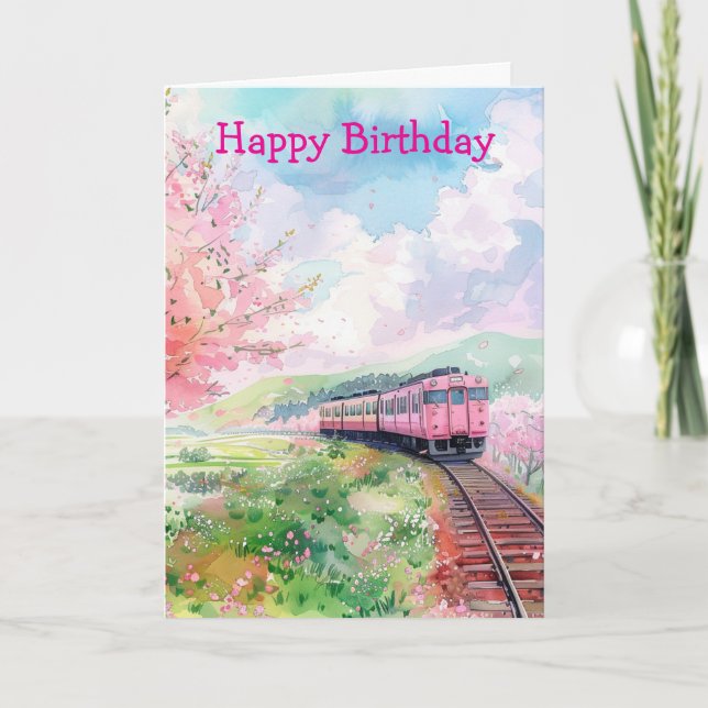 Tarjeta Un tren en primavera (Anverso)