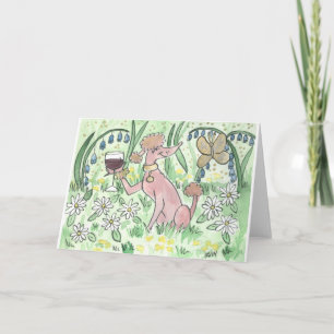 Tarjeta Un vaso de juego en el jardín