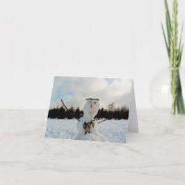 Tarjeta Un verdadero muñeco de nieve y una foto festiva de