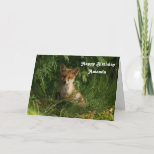 Tarjeta Un zorro bebé barato en un cumpleaños forestal ver