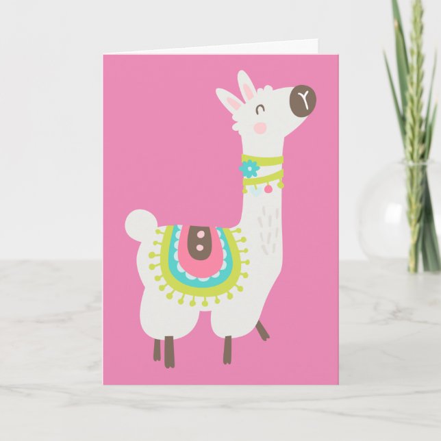 Tarjeta Una Adorable Alpaca, Cumpleaños (Anverso)