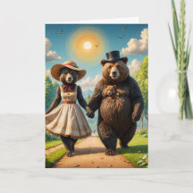 Una adorable pareja de osos en un paseo con osezno