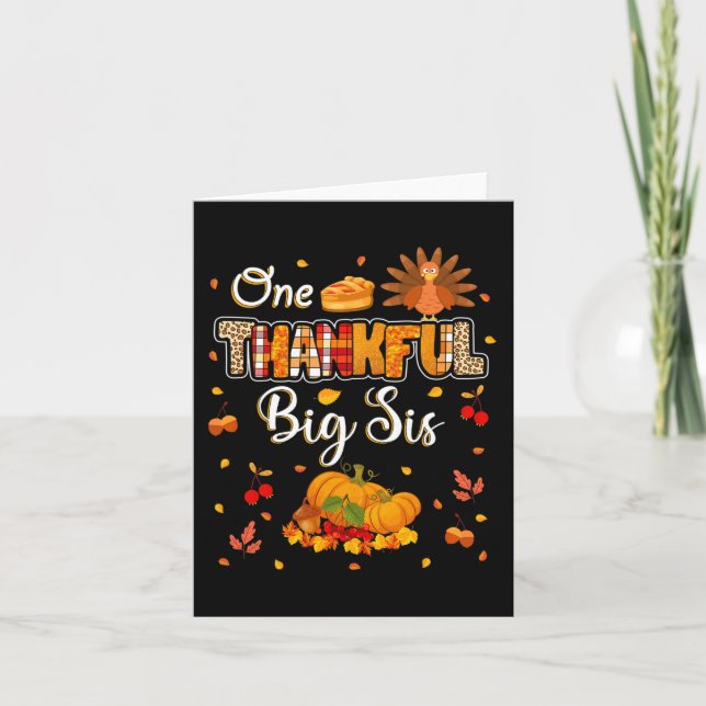 Tarjeta Una agradecida hermana mayor hojas de otoño Día de (Anverso)