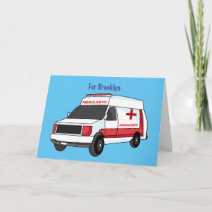 Tarjeta Una ambulancia roja curada van personalizado