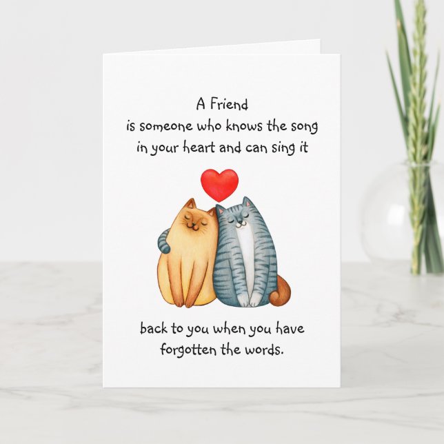 Tarjeta Una amistad amistad amor cita gatos pequeños (Anverso)