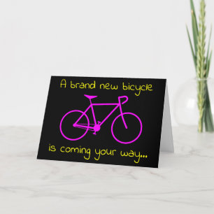 Tarjeta "Una bicicleta a estrenar está viniendo su manera…