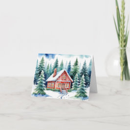 Tarjeta Una cabaña entre Navidades de Snowy Pines