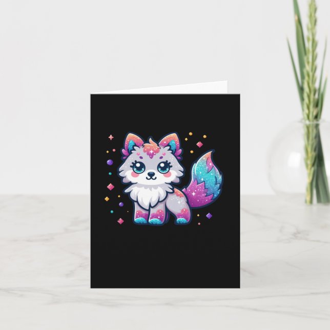 Tarjeta Una calcomanía de un lobo lindo  (Anverso)