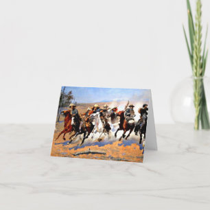 Tarjeta Una carrera hacia la madera, pintura de Remington,