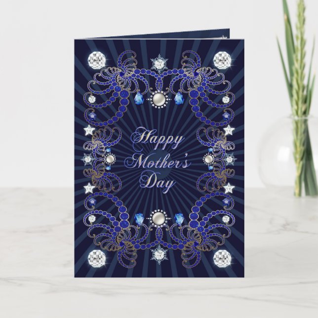Tarjeta Una carta del Día de la Madre con diamantes (Anverso)