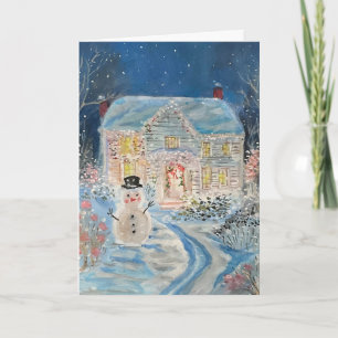Tarjeta Una casa festiva de vacaciones de Navidad