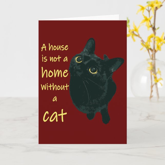 Tarjeta Una Casa No Es Un Hogar Sin Una Cita De Gato (flor amarilla)