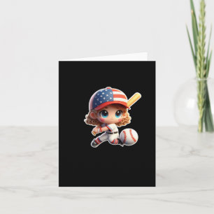 Tarjeta Una chica linda pegatina de béisbol deporte