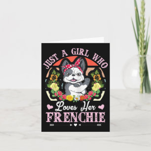Tarjeta Una Chica que ama su Bulldog francés 1