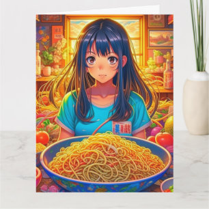 Tarjeta Una Chica y su divertida cumpleaños Ramen Anime