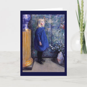 Tarjeta Una en vestido azul