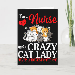 Tarjeta Una enfermera y una loca señora de los gatos madre