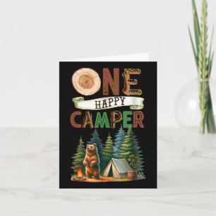 Tarjeta Una familia feliz de camper primer cumpleaños camp