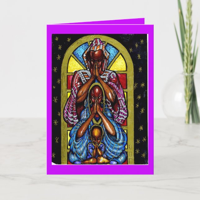 TARJETA UNA FAMILIA QUE RUEGA JUNTA PERMANECE JUNTA (Anverso)