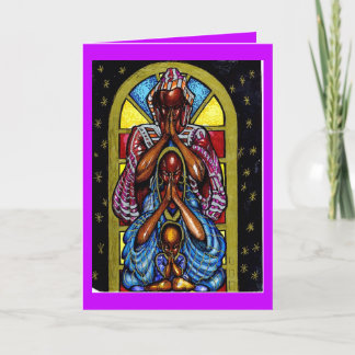 TARJETA UNA FAMILIA QUE RUEGA JUNTA PERMANECE JUNTA