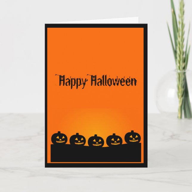 Tarjeta Una fila espeluznante de las calabazas de (Anverso)