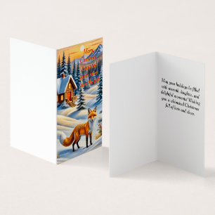 Tarjeta Una Fox y una cabaña acogedora