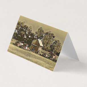 Tarjeta Una hilera de jalopías en el pasto.