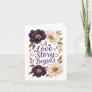 Tarjeta Una historia de amor comienza saludo Boda