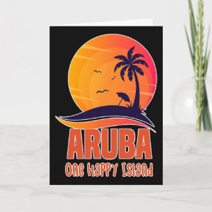 Tarjeta Una isla feliz de Aru hermosa playa de puesta de s