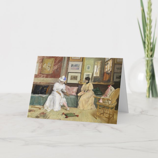 Tarjeta Una llamada amigable | William Merritt Chase (Anverso)