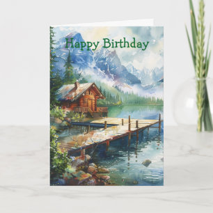 Tarjeta Una manguera de pesca en el lago Cumpleaños