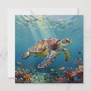 Tarjeta Una manta con tema de tortuga marina