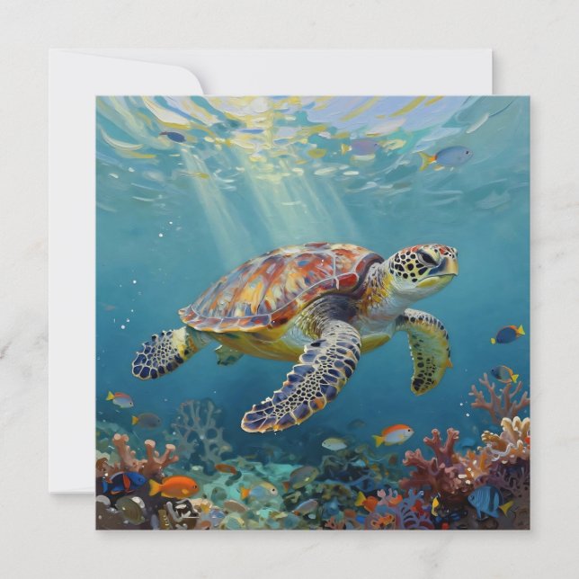 Tarjeta Una manta con tema de tortuga marina (Anverso)