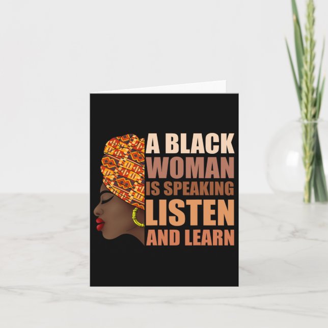 Tarjeta Una Mujer Negra Habla Escuchar Y Aprender Tradicio (Anverso)