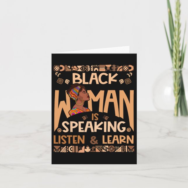 Tarjeta Una Mujer Negra Habla Escuchar Y Aprender Tradicio (Anverso)