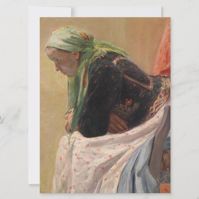 Tarjeta Una mujer profunda en el pensamiento (por Oleksa N (Anverso)