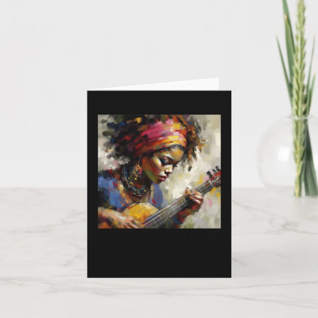 Tarjeta Una Música Mujer De Música Pegatina (Anverso)