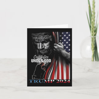 Tarjeta Una nación bajo Dios Trump 2024 Dios Bandera Ameri