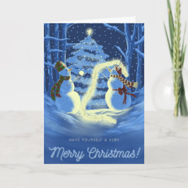 Tarjeta Una Navidad con muñeco de nieve
