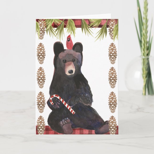 Tarjeta Una Navidad muy Beary con Piñas (Anverso)
