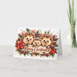Tarjeta Una Navidad muy espinosa – Acuarela de erizo
