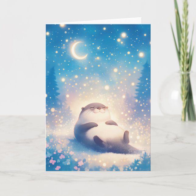 Tarjeta Una Noche Estrellada de Nutria (Anverso)