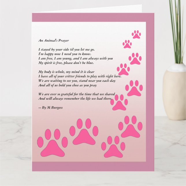 Tarjeta Una oración animal - (Anverso)