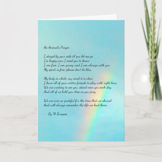 Tarjeta Una oración animal - Arcoiris - (Anverso)