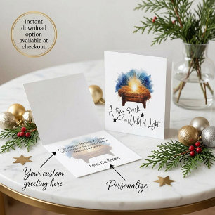 Tarjeta Una pequeña chispa un mundo de Luz pesebre navidad