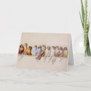 Tarjeta Una percha de aves Hector Giacomelli 1880