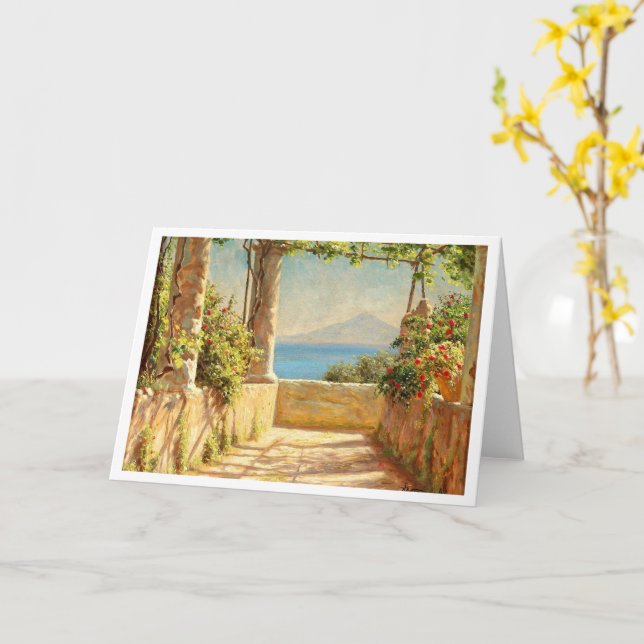 Tarjeta Una pérgola en Capri, Emil Wennerwald (flor amarilla)
